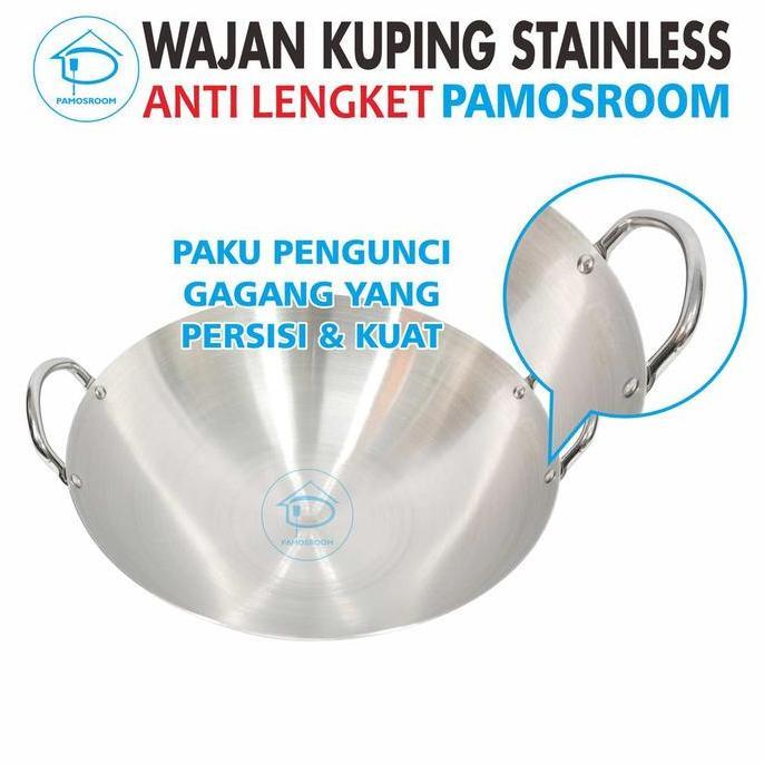 Kuteka- Calypso Wajan 43Cm Kuali Wajan Penggorengan Stainless Steel Ukuran 43Cm Anti Lengket