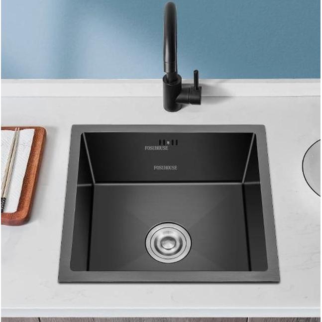 Velar Kitchen Sink Undermount 45X45 Cm Hitam Bak Cuci Piring Minimalis 1 Lubang 4545 Kotak Stainless