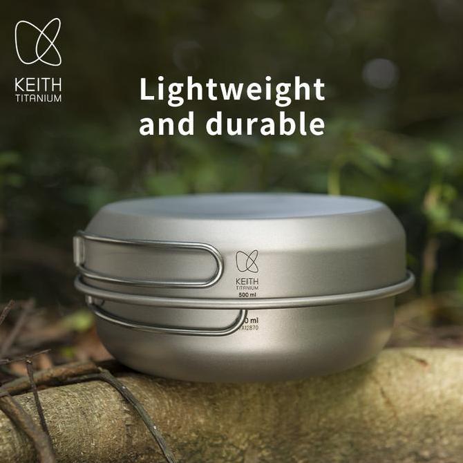 Keith Titanium Ti6053 Nesting Pot And Cook Pan - Panci Alat Masak Camping Utralight Titanium