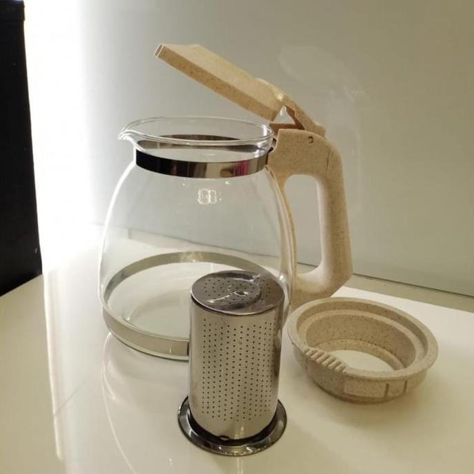 Kuteka- Teapot Kaca / Teko Kaca Teh Dan Kopi Dengan Saringan 1500Ml