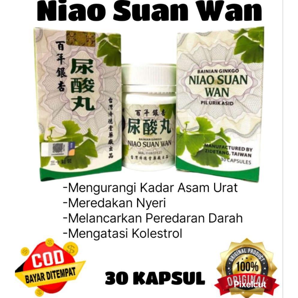 Obat Asam Urat Niao Suan Wan Original Isi 30 Kapsul - Niao Suan Wan  Bainian Ginkgo