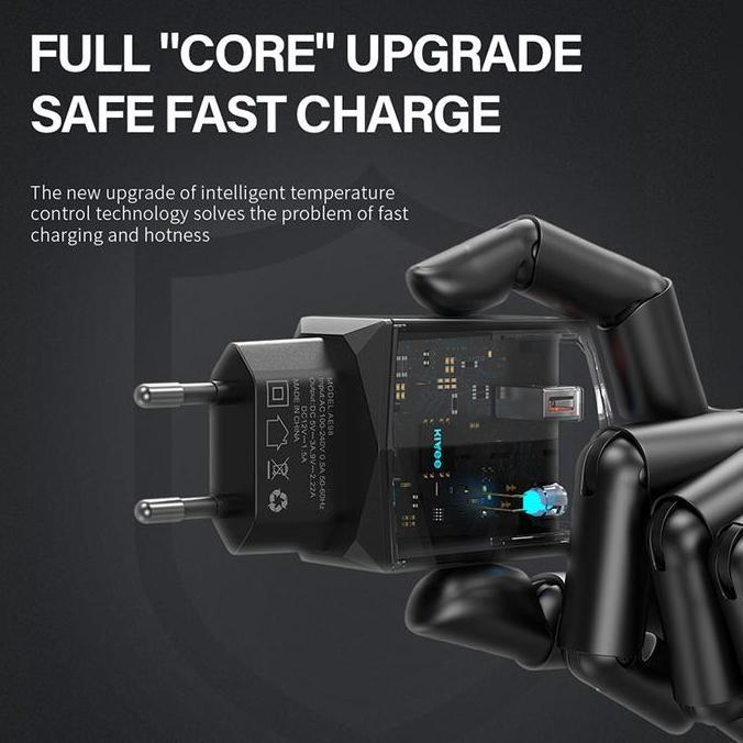 Wall charger KIVEE QC3.0 + PD 18W fast charger light display 5V/3A