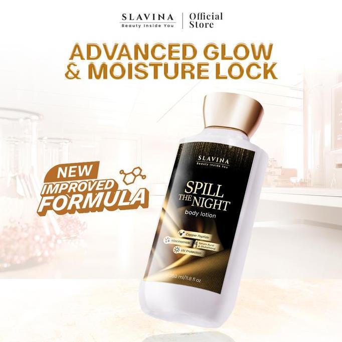 SLAVINA Body Lotion Spill The Night by Nagita Slavina 350ML Handbody Brightening Untuk Kulit Kusam, 