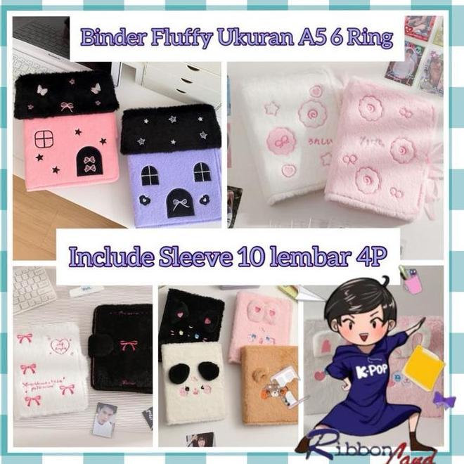 Binder10 Lembar 4P Sleeve A5 Binder Set Fluffy Ber Halus Lembut