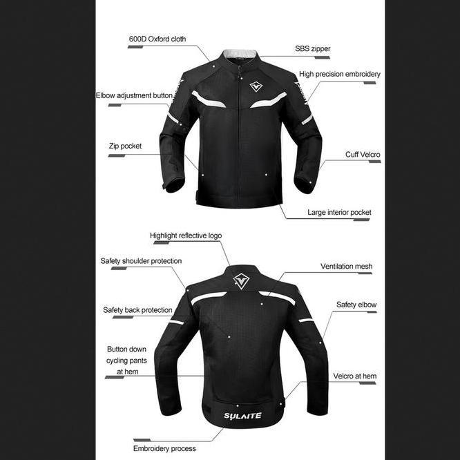 Sulaite Touring Motorcycle Jaet With Body Ba Protectors Jaket Motor Dengan Pelindung Siku Dan Lutut