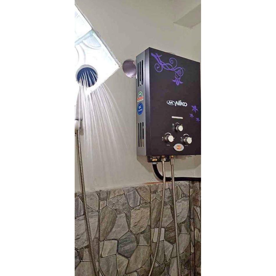 WATER HEATER / PEMANAS AIR KAMAR MANDI GAS LENGKAP NIKO HITAM LED