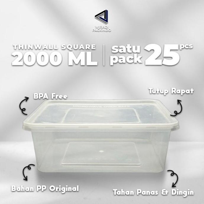 kotak makan plastik 2000ml / Thinwall 2000 ml / Food container