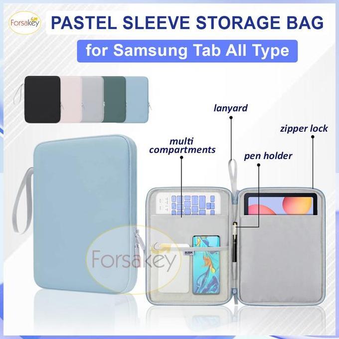 PILIHAN WARNA PASTEL Sleeve Storage Bag untuk Tablet Samsung Galaxy Tab S9 S8 S7 Plus FE 11 12.4 S6 