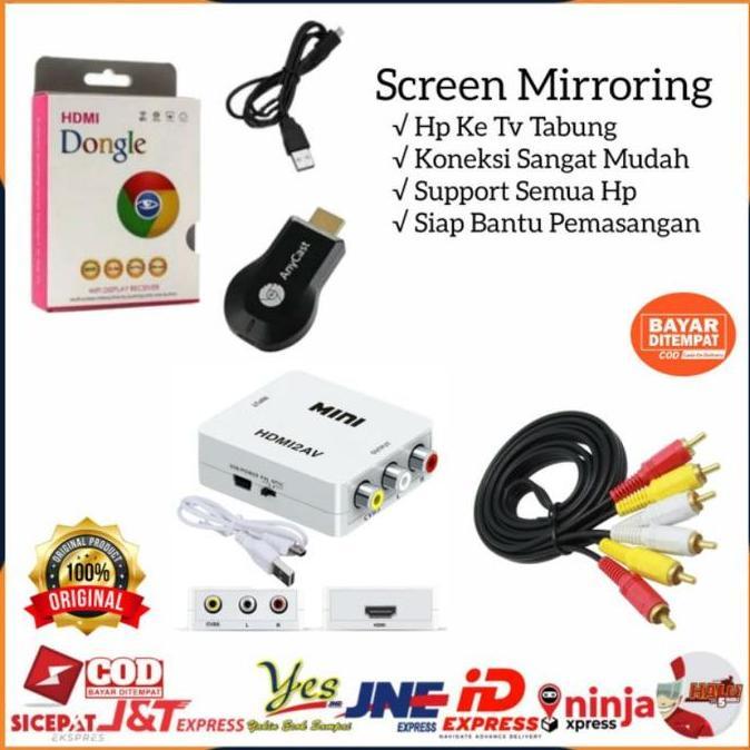 [COD] PAKET LENGKAP ANYCAST MIRRORING DARI HP KE TV TABUNG / ANYCASH DONGEL MIRACAST WIFI / PENGHUBU