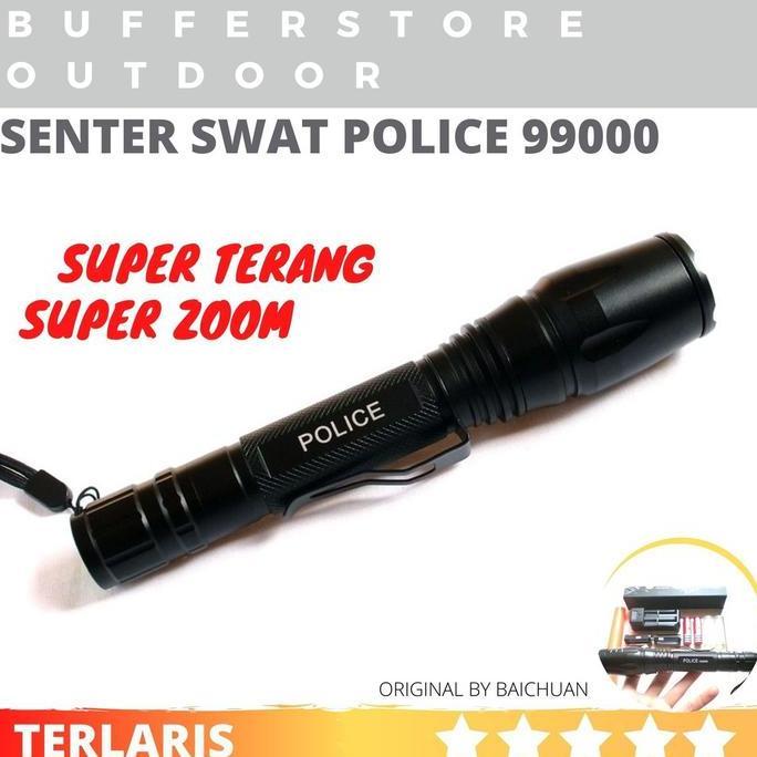 senter led police swat t6 2 baterai lalin 99000 watt