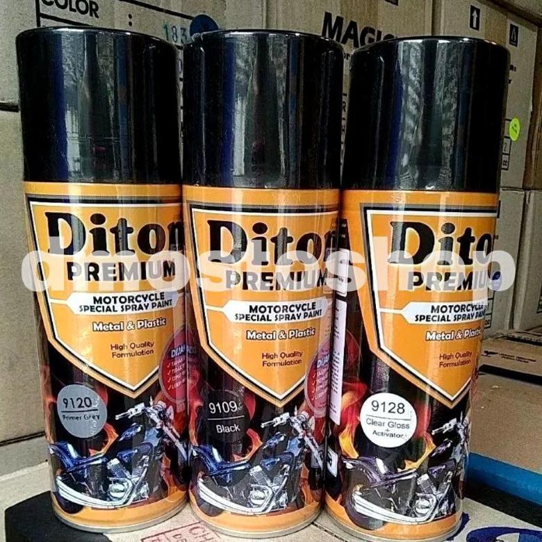 cat spray PAKET-3 KALENG pilok pilox cat semprot diton premium black 9109 400cc hitam glossy hitam m