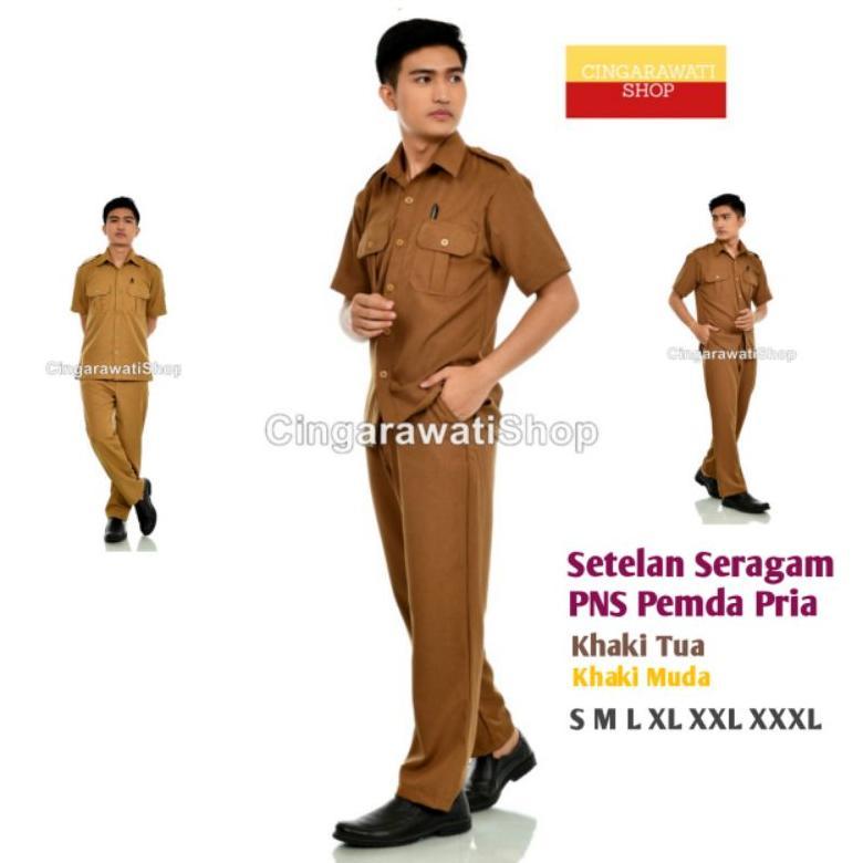Bagus Setelan Seragam Pns Pemda Pria Baju Dinas Pdh Khaki Tua/Muda Pegawai Negeri & Guru