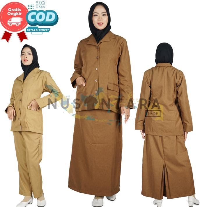 Termurah Seragam Pns Wanita Seragam Pdh Wanita Warna Keki Bawahan Rok Dan Celana Model Kemeja Saku B