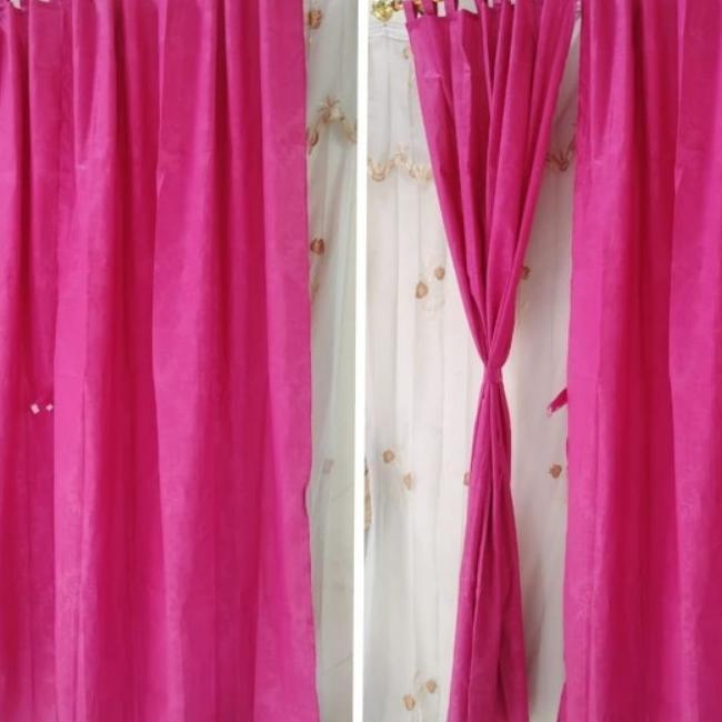 Tirai Gorden Jendela Gorden Kelas Polos Embos Pink Fanta Magenta