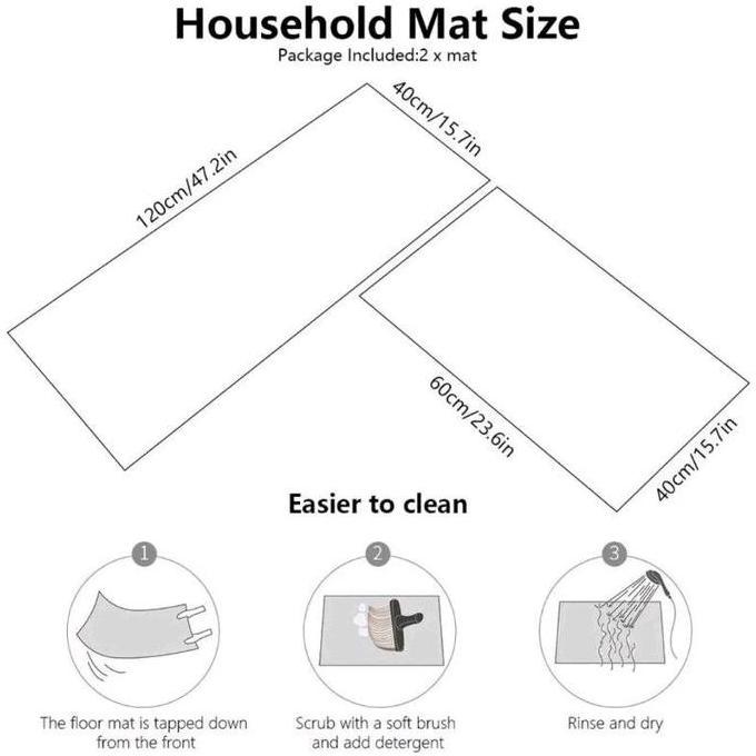 KESET DAPUR 2 IN 1 ANTI SLIP KITCHEN SET MEMORY FOAM KESET LANTAI KARPET Kotak-kotak Anti selip Dala