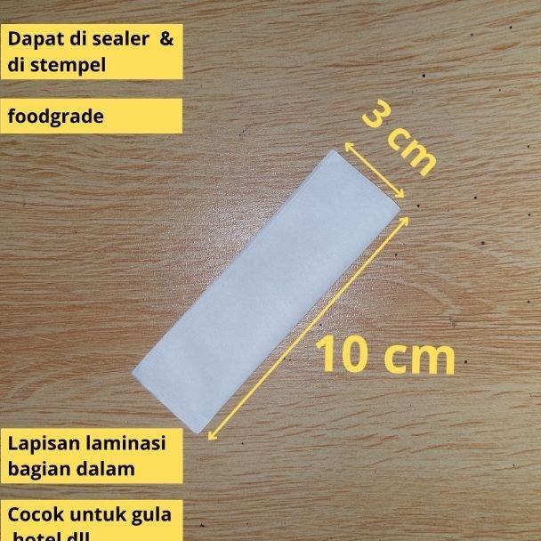 Kemasan Sachet Kertas Polos (3X10)Cm Untuk Wadah Kopi Teh Gula Hotel Dll (Bisa Diseal & Di Stempel)