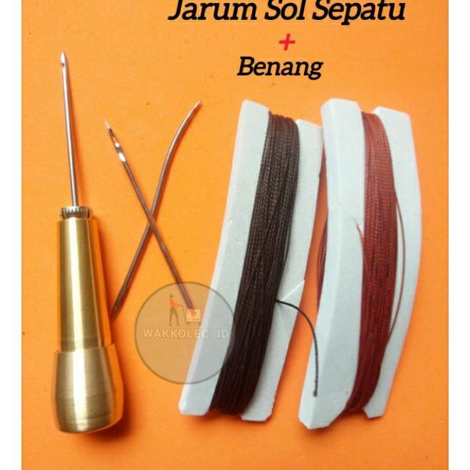 Jarum Sol Sepatu Besi Kuat + Benang Hitam/Coklat