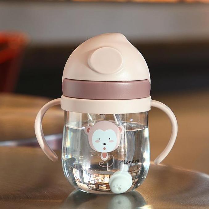 Botol Minum Bayi Gelas Anak Balita Dot Bayi 280Ml Biru Merah Sedotan Anti Tumpah Bpa Free Dengan Peg