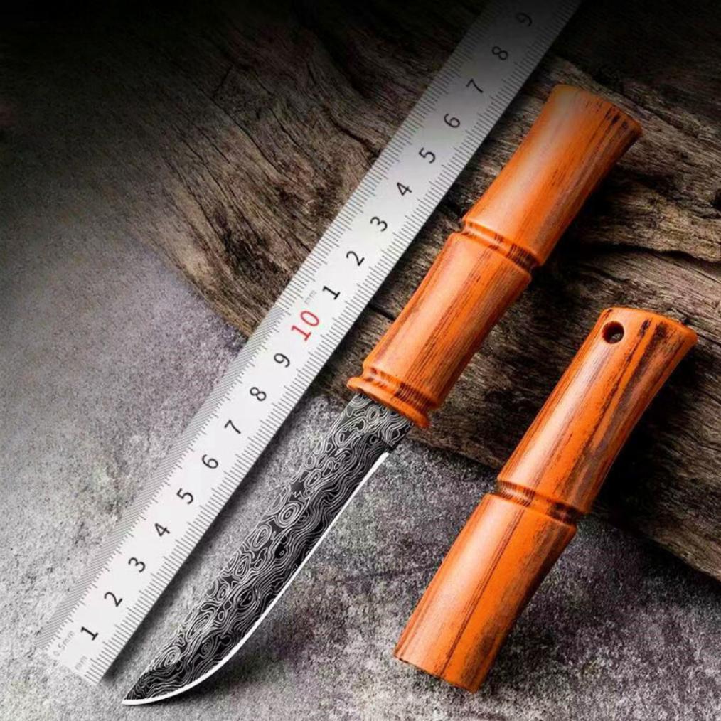 pisau Outdoor Pisau Mini Berkemah Kecil Pisau Lurus Survival Chain Pisau Serbaguna Portabel Pisau Pe