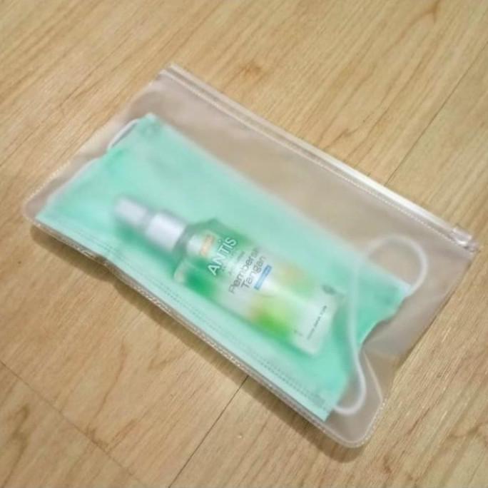 Dompet Tempat Wadah Penyimpanan Masker Plastik Mika Doff Zipper Pouch