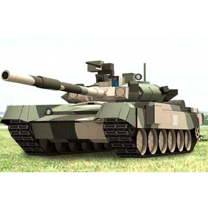 (Kertas Lipat) DIY Papercraft Lembar Kertas Pola Tank T-90 Main Battle Tank