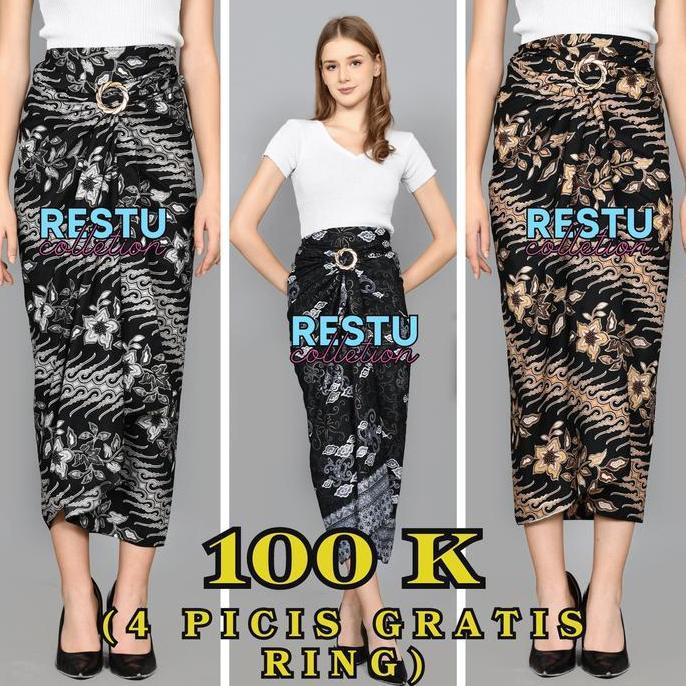 ( 100K 4 PICIS ) Rok Lilit Motif Batik Bawahan Wanita Kebaya Wisuda Kondangan Tunangan Nikahan Bahan