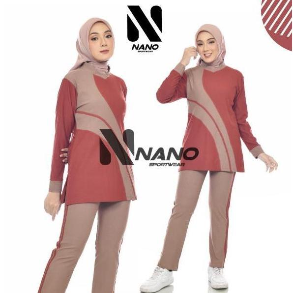 Heddosukafu- Nano Sportswear Baju Senam Muslim / Baju Senam Muslim Pelangi / Baju Senam Muslim Panja