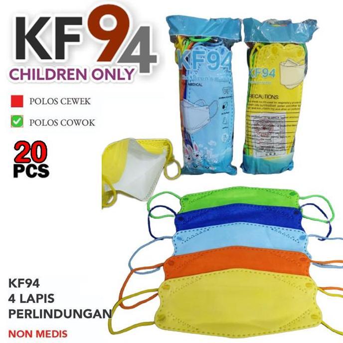 Kind- New Masker Anak Kf94 Polos 4Ply Masker Kf 94 Anak Careion Isi 20 Pcs