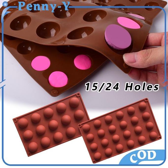 SAND 15/24 Slot Cetakan Coklat Bulat Cetakan Silicone Coklat Setengah Bola Chocolate Cetakan Cetakan