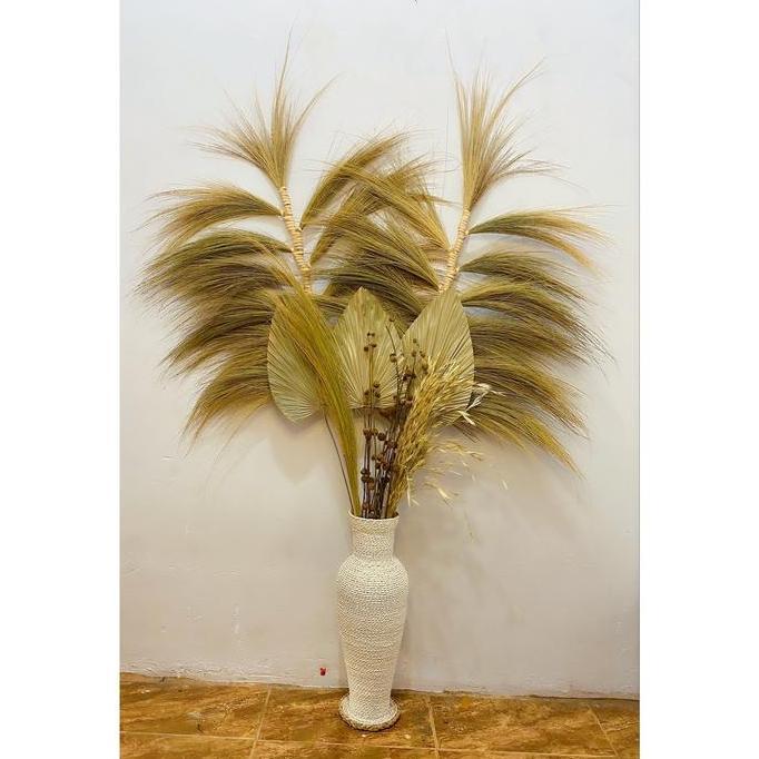 Paket Jumbo 1.5m dan 1.2m Vas Bunga Modern Palem 20 cm 3 biji hiasan sudut ruang tamu