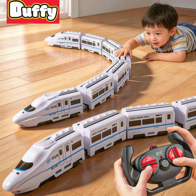 Duffy toys(COD) Remote Control Kereta Api Rel Kecepatan Tinggi Mainan Anak-anak / Kereta api simulas