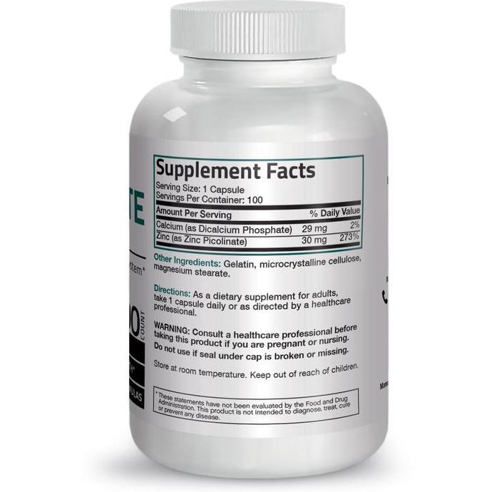 Haarvitamine- Bronson Zinc Picolinate 30 Mg, 100 Capsules