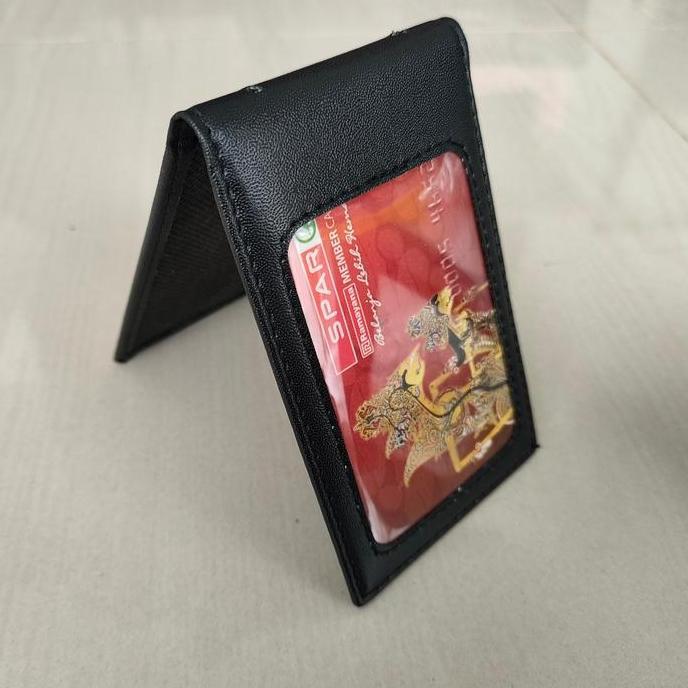 Packen- Harga Promo Name Tag Id Card Holder Kulit Dompet Tempat Kartu Kulit 2 Sisi Hitam Magnet