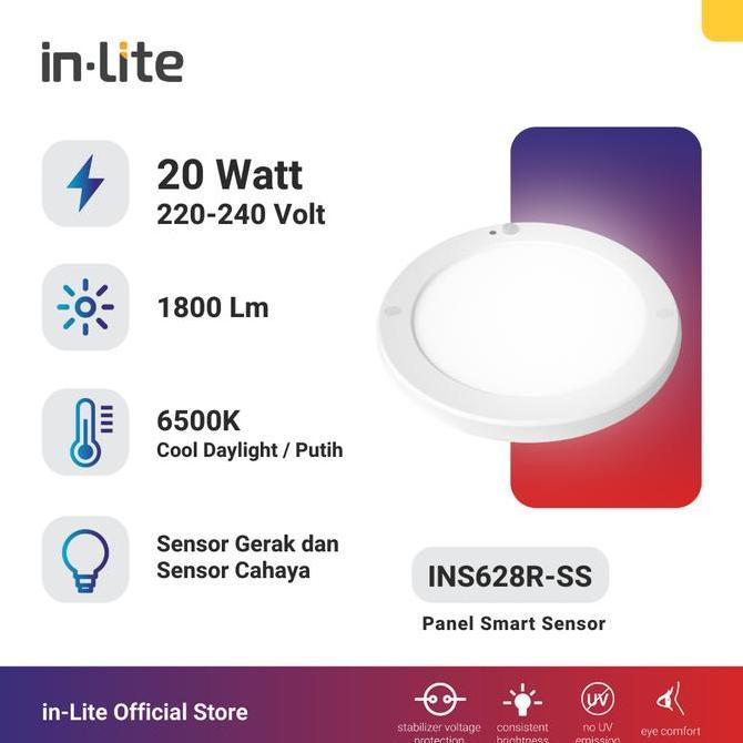 in-Lite LED Lampu Plafon Panel Sensor Cahaya dan Sensor Gerak