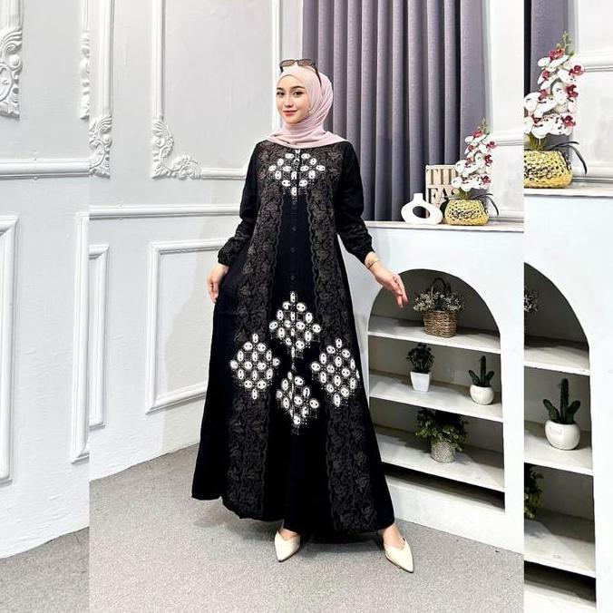 Naya Batik - Gamis Twill Ori Premium 2025 Berkualitas Motif Garis Batik Cap Malaman Bukan Sablon Bus