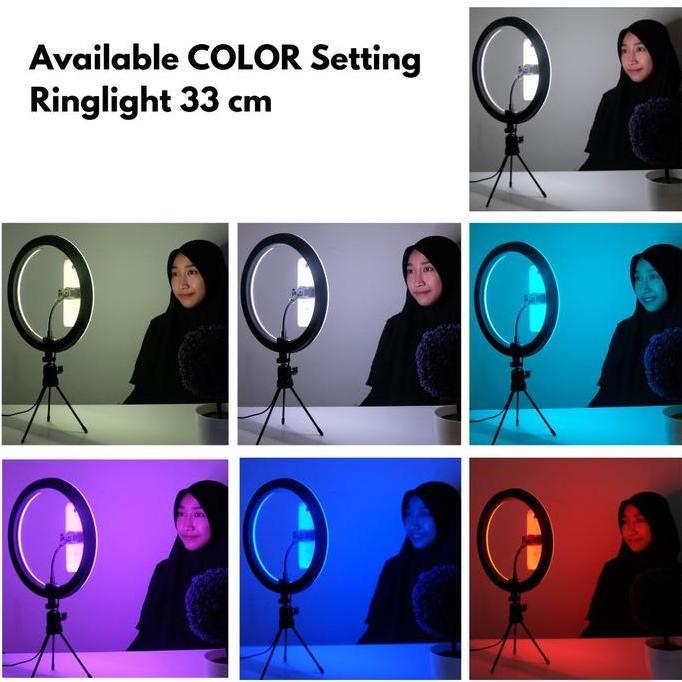 Grosir Ringlight Rgb Rainbow 33Cm / Lighting Cahaya Lampu Konten Tiktok Youtuber Impodio