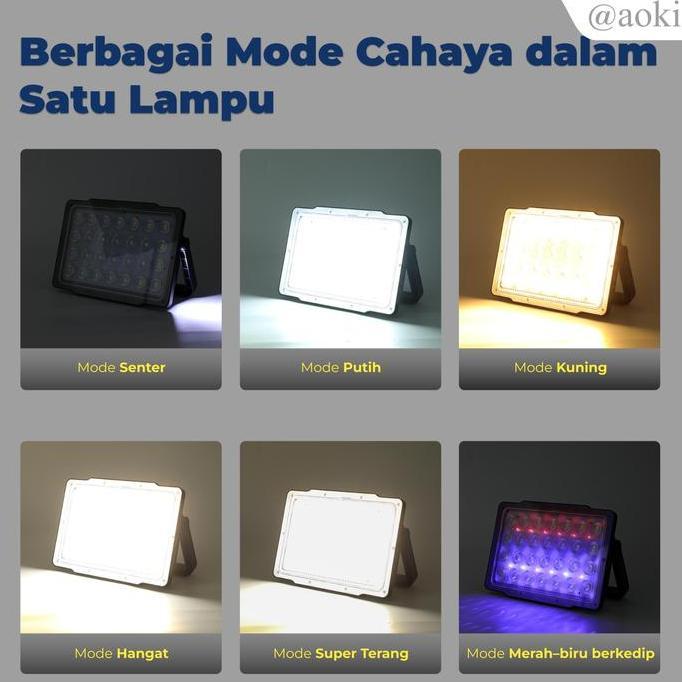 Sale Aoki Lampu Sorot Solar Multifungsi Led Terang, Power Bank, Magnet, Tripod, Lampu Darurat