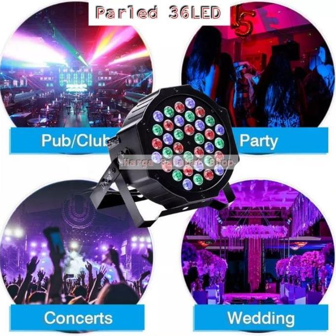 Murah Paket Lampu Lighting Parled 6Unit Parled 36Led + 1Unit Mixer Dmx 512_192 + Kabel 1Mtr 6Set Bua