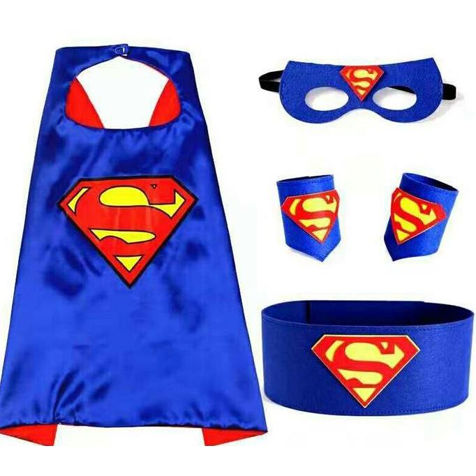 Aksesoris SUPERMAN Jubah Topeng Ban Tangan & Pinggang Superhero Anak