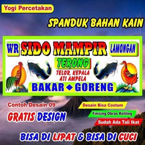 Spanduk Bahan Kain LEBAR BAHAN 2 METER, Pecel Lele Pecel ayam, Nasi Goreng, Bubur Ayam, Sate Ayam, D