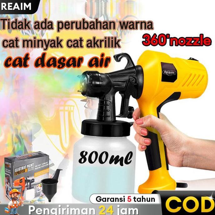 REAIM Spray Gun Listrik Mesin Cat Semprot 450W 800ML Sprayer Cat Elektrik Alat Semprot Cat Portable 