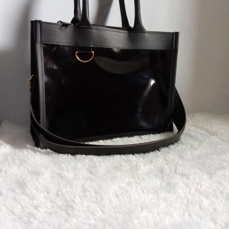 Diskon Tas Handbag Mika Tebal Warna Hitam Kekinian