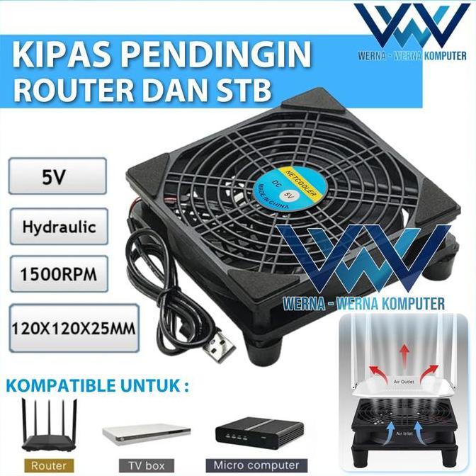Component- Kipas Pendingin 12X12Cm Fan Dc 5V Usb Untuk Wifi Router , Stb , Tv Box , Android Tv, Mode