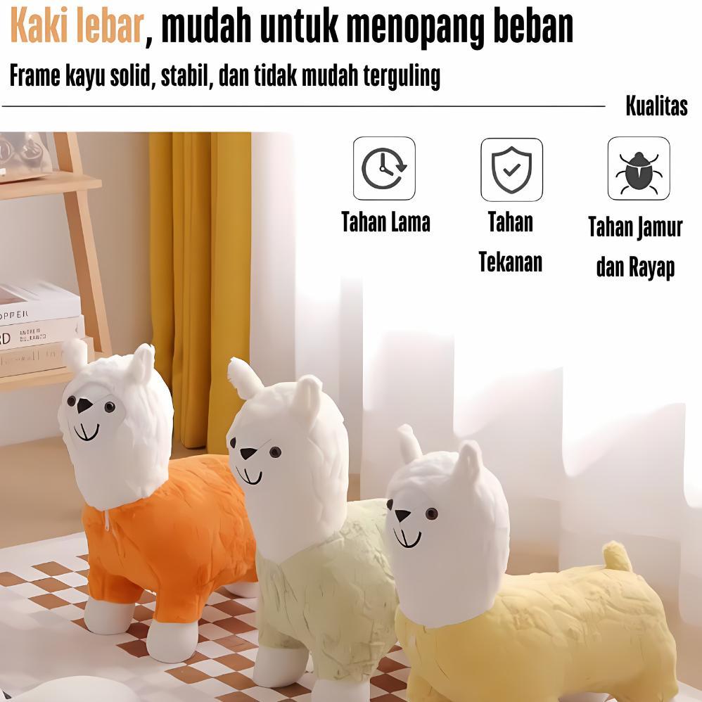 Gratong Kursi Anak Bangku Mainan Anak Kursi Karakter Hewan Alpaca Mini Bahan Busa Tebal
