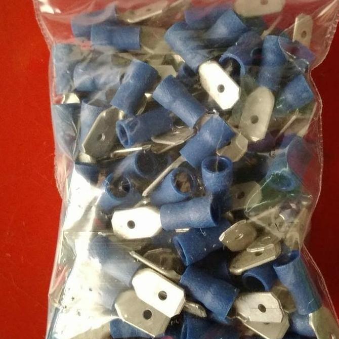 Skun Laki-Laki 2.5Mm Biru Skun Kabel Insulated Male Disconnects 2,5 Mm