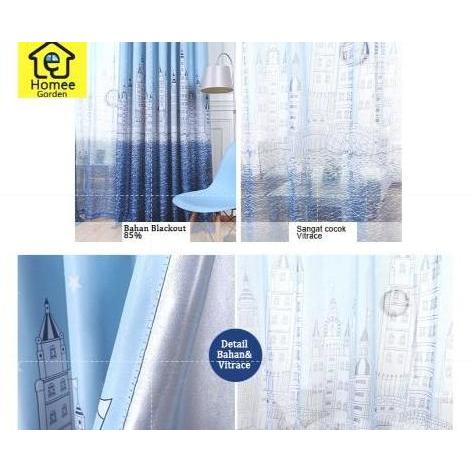 Salotto- Vitrase Gorden+Smokering Poni+Vitrase Tirai+Gorden Kecil+ Castil +Biru