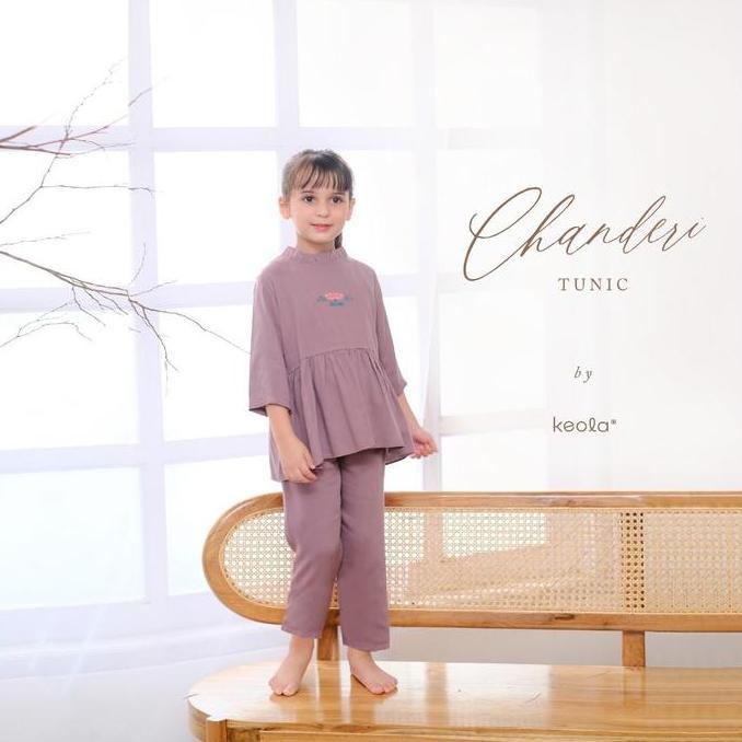 Otokonoko- Keola - (Size 6 - 10Tahun) Keola Setelan Anak Perempuan Chanderi Tunik Set Dress Gamis / 