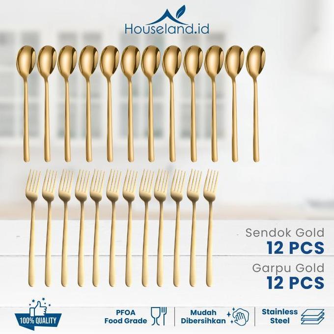 Taberu- 1 Lusin Sendok 1 Lusin Garpu Sendok Korea Set Sendok Makan Sendok Set Tebal Kitchenware