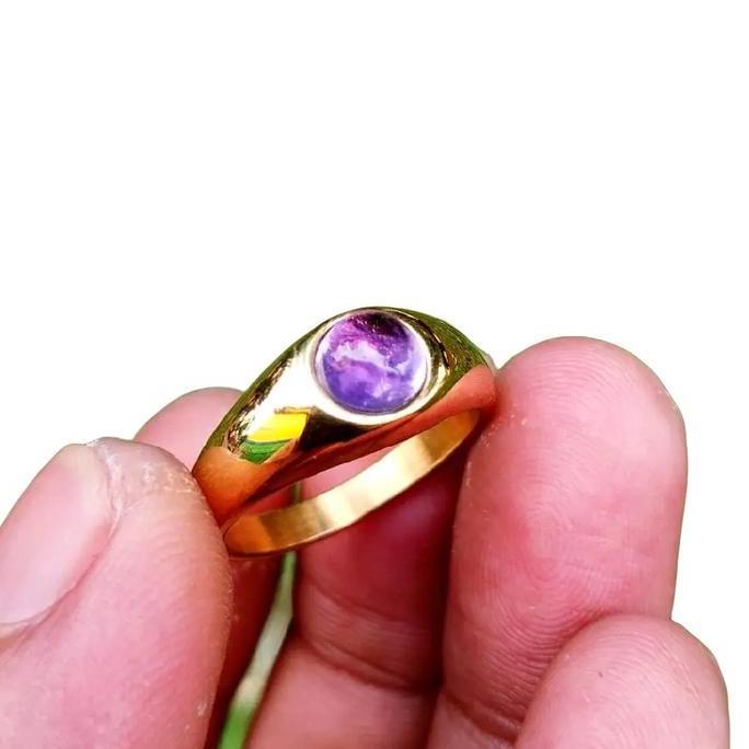 cincin kecubung kalimantan size kecil ring titanium gold polos Pria Wanita Batu Elegan