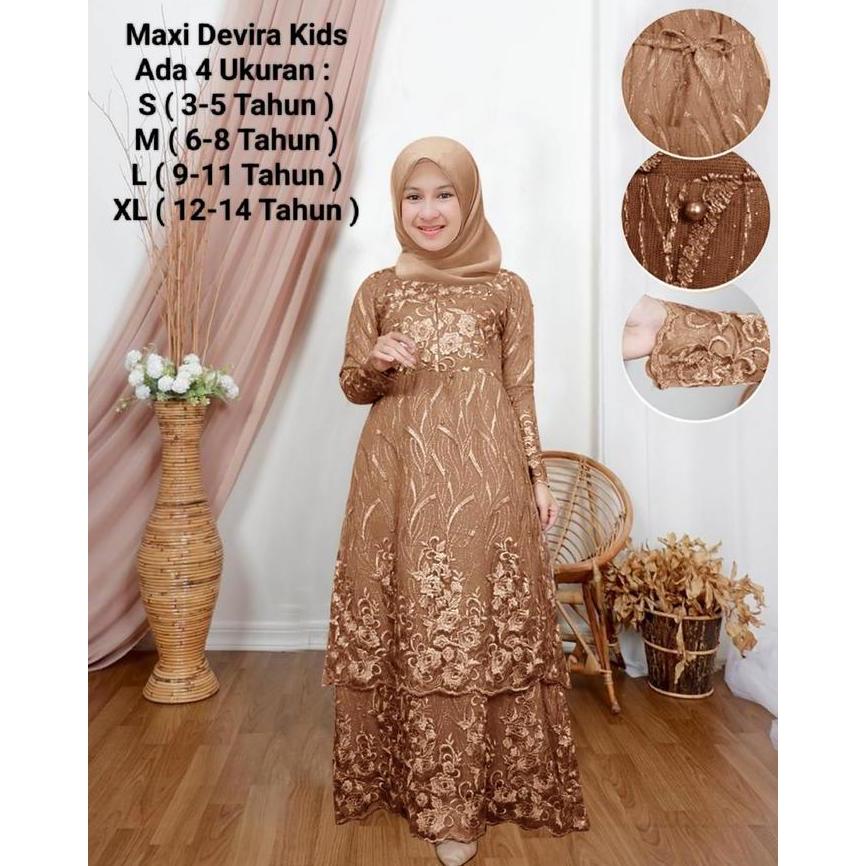 Otokonoko- Alf-Gamis Anak Perempuan  Dan Remaja Model Dress Susun Brokat Terbaru-Maxi Devira Kids-Ba